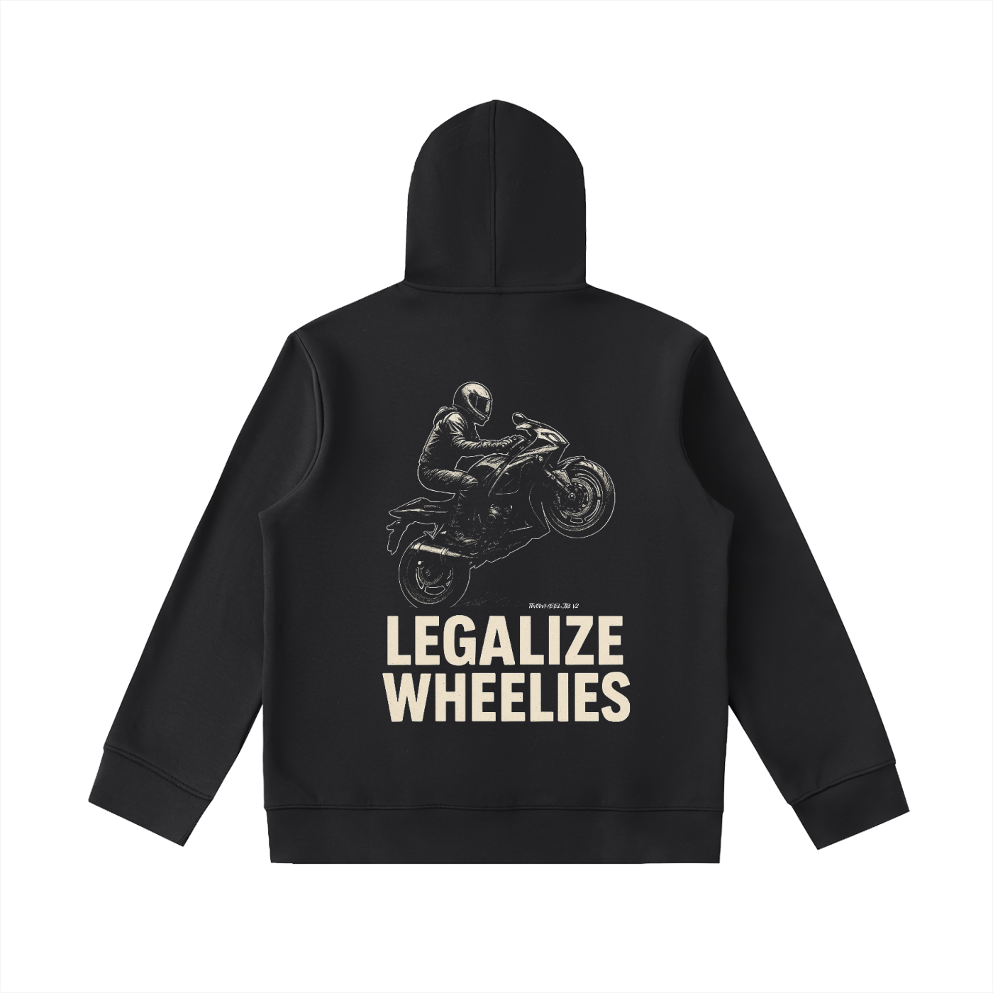 Essential Heavyweight High Neck “LEGALIZE WHEELIES” Zip-Up Hoodie